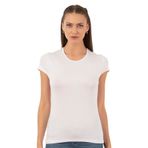 Özkan 7123 Kadın Premium Yumuşak Rahat Kumaş Viskon Bisiklet Yaka Kısa Kollu Örme T-Shirt BEYAZ