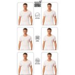 Özkan Underwear 0059 6'lı Paket Erkek Pamuklu Penye Esnek Rahat Açık Yaka Yarım Kol Atlet Fanila - 2XL - Beyaz