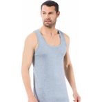 Özkan Underwear 0113 Erkek Pamuklu Ribana Atlet - 4XL - Gri Melanj