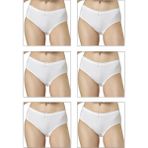 Özkan Underwear 0305 6'lı Paket Kadın Ribana Esnek Pamuklu Yüksek Bel Bato Külot - 3XL - Beyaz