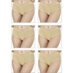 Özkan Underwear 0305 6'lı Paket Kadın Ribana Esnek Pamuklu Yüksek Bel Bato Külot - Ten