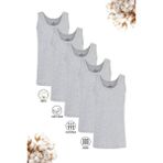 Özkan Underwear 0801 5'li Paket Erkek Çocuk Ribana %100 Pamuklu Esnek Rahat Kalın Askılı Atlet - 5 - 6 Yaş - Gri Melanj