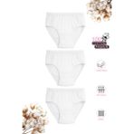 Özkan Underwear 0825 Beyaz Papatyalı 3'lü Kız Çocuk Külot