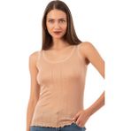 Özkan Underwear 23493 Kadın Transferli Ribana Esnek Yumuşak Kalın Askılı Atlet - Kahve