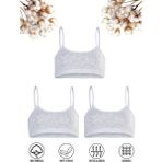 Özkan Underwear 42324 3'lü Paket Kız Çocuk Pamuklu Süprem Esnek Rahat Pedsiz Ince Askılı Alıştırma Sütyeni Yarım Atlet Büstiyer - 13 - 14 Yaş - Gri Melanj
