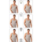 Özkan Underwear Özkan 0050 6'lı Paket Erkek %100 Pamuklu Penye Süprem Kalın Askılı Atlet - 4XL - Gri Melanj