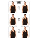 Özkan Underwear Özkan 0050 6'lı Paket Erkek %100 Pamuklu Penye Süprem Kalın Askılı Atlet - 4XL - Siyah