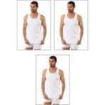Özkan Underwear Özkan 0058 3'lü Paket Erkek %100 Pamuklu Ribana Esnek Rahat Sırtı Çapraz Sporcu Rambo Kalın Askılı Atlet - Beyaz