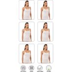 Özkan Underwear Özkan 0107 6'lı Paket Kadın %100 Pamuklu Ribana Esnek Rahat İp Askılı Örme Atlet - Beyaz