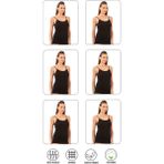 Özkan Underwear Özkan 0107 6'lı Paket Kadın %100 Pamuklu Ribana Esnek Rahat İp Askılı Örme Atlet - XL - Siyah