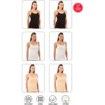 Özkan Underwear Özkan 0107 6'lı Paket Kadın %100 Pamuklu Ribana Karışık Renk Esnek Rahat Ip Askılı Örme Atlet - 2XL - Çok Renkli