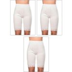 Özkan Underwear Özkan 0114 3'lü Paket Kadın Pamuklu Dantelli Ribana Esnek Yumuşak Paçalı Alt Içlik Don Külot Tayt - Beyaz - 5XL