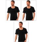 Özkan Underwear Özkan 0115 3'lü Paket Erkek Ribana Pamuklu Esnek Rahat Geniş Yaka Kısa Kollu Fanila Tişört - Siyah - 5XL