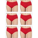 Özkan Underwear Özkan 0305 6'lı Paket Kadın Ribana Esnek Pamuklu Yüksek Bel Bato Külot - Kırmızı - 4XL