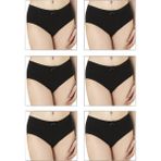 Özkan Underwear Özkan 0305 6'lı Paket Kadın Ribana Esnek Pamuklu Yüksek Bel Bato Külot - Siyah - XS