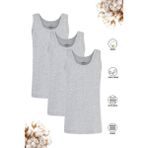 Özkan Underwear Özkan 0801 3'lü Paket Erkek Çocuk %100 Pamuklu Ribana Esnek Rahat Kalın Askılı Atlet - 7 - 8 Yaş - Gri Melanj