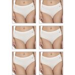 Özkan Underwear Özkan 23922 6'lı Paket Kadın Pamuklu Modal Esnek Yumuşak Yüksek Bel Bato Külot - Ekru - 3XL