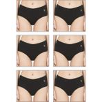 Özkan Underwear Özkan 23922 6'lı Paket Kadın Pamuklu Modal Esnek Yumuşak Yüksek Bel Bato Külot - Siyah