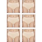 Özkan Underwear Özkan 23922 6'lı Paket Kadın Pamuklu Modal Esnek Yumuşak Yüksek Bel Bato Külot - Ten - 2XL