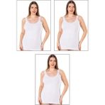 Özkan Underwear Özkan 26802 3'lü Paket Kadın Pamuklu Yakası Dantel Detaylı Kalın Askılı Esnek Rahat Büyük Beden Atlet - Beyaz - 4XL