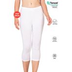 Özkan Underwear Özkan 27778 Kadın Premium Kumaş Modal Pamuklu Diz Altı Düz Kapri Tayt Esnek Rahat Yumuşak - Beyaz - 2XL