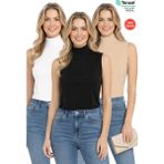 Özkan Underwear Özkan 27813 3'lü Paket Kadın Pamuklu Modal Esnek Rahat Karışık Renk Balıkçı Yaka Sıfır Kol T-Shirt - XL