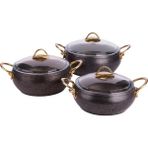 Özkent 6 Parça Granit Güveç Set Metal Gold Sap Siyah - 18 cm