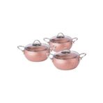 Özkent Granit Rose 3 Lü Güveç Set Gümüş Kulp K543