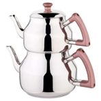 Özkent K-316 Marmaris Büyük Mega Boy Çaydanlık - Rosegold Kulp - Açık Pembe