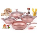 Özkent Pembe 7 Parça Granit Tencere Tava Seti