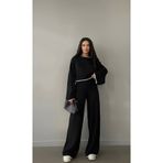 ÖZKURTOĞLU COLLECTİON Krem Önü Nakış Detaylı Triko Pantolon Takım