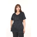 özle fashion Önü Nakış Detaylı Modern Büyük Beden Bluz