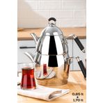 ÖZLİFE 1020 4 Parça Orta Boy Silikon Saplı Çelik Çaydanlık Takımı