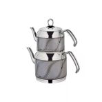 Özlife 156G Enza Inox Gri S Desen Orta Boy Çaydanlık Takımı