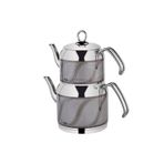 Özlife 156G Enza Inox Gri S Desen Orta Boy Çaydanlık Takımı