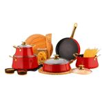 Özlife 6047 Lotus 7 Parça Kırmızı Granit Tencere Seti