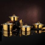 Özlife Hüma Gold Titanyum 8 Parça Çelik Tencere Seti Takımı - Çeyiz Seti