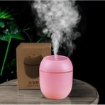 Ozmik Hava Nemlendirici USB Mini Su Difüzör LED Lamba Buhar Makinesi H20 Humidfer 300 ml - Pembe