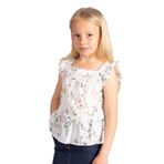 Ozmoz Çiçek Desenli Kız Çocuk Bluz - Ekru (8 Yaş)