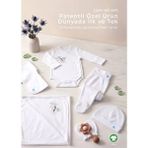OZMOZ Clean&safe Organik Steril Temizlenmiş Hastane Çıkış Seti-6 Parça - Prematüre - Beyaz