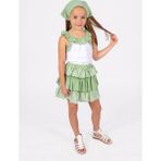 Ozmoz Fırfırlı Askılı Yeşil Beyaz Yazlık Kız Çocuk Bluz (10 Yaş)