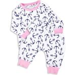 OZMOZ Organik Çapa Desenli Pembe Baharlık Kız Bebek Pijama Takım - 3 Ay