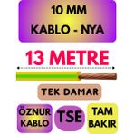 Öznur 10 mm Nya Kablo Metre Seçenekli (Sarı-Yeşil) - 13 METRE