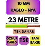 Öznur 10 mm Nya Kablo Metre Seçenekli (Sarı-Yeşil) - 23 METRE