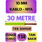 Öznur 10 mm Nya Kablo Metre Seçenekli (Sarı-Yeşil) - 30 METRE