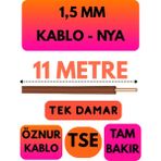 Öznur 1,5 mm Nya Kablo Metre Seçenekli (Kahverengi) - 11 METRE