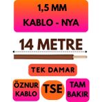 Öznur 1,5 mm Nya Kablo Metre Seçenekli (Kahverengi) - 14 METRE
