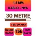 Öznur 1,5 mm Nya Kablo Metre Seçenekli (Kahverengi) - 30 METRE