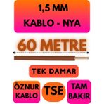 Öznur 1,5 mm Nya Kablo Metre Seçenekli (Kahverengi) - 60 METRE