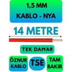 Öznur 1,5 mm Nya Kablo Metre Seçenekli (Kırmızı) - 14 METRE